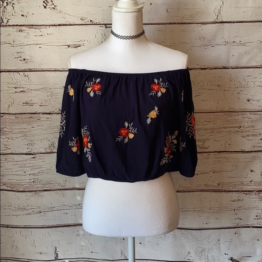 Addie Blue Floral Crop Top Large